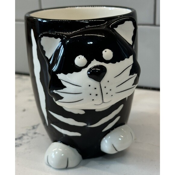 Chester The Cat Mug Black & White Striped Ceramic Burton & Burton Halloween 3D - Picture 1 of 8